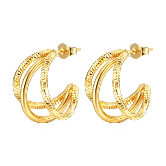 Twirl by Viora - 18K gold plated Stainless Steel Earrings