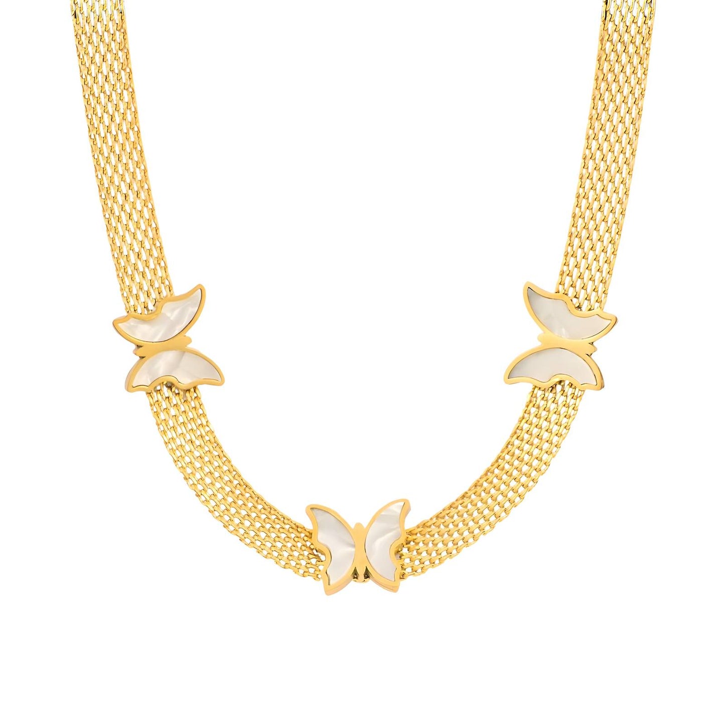 Verona by Viora - 18K Gold Plated Stainless Steel Butterflies Necklace